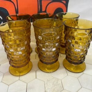 Vintage Indiana Amber Glass Footed Whitehall 6 inch